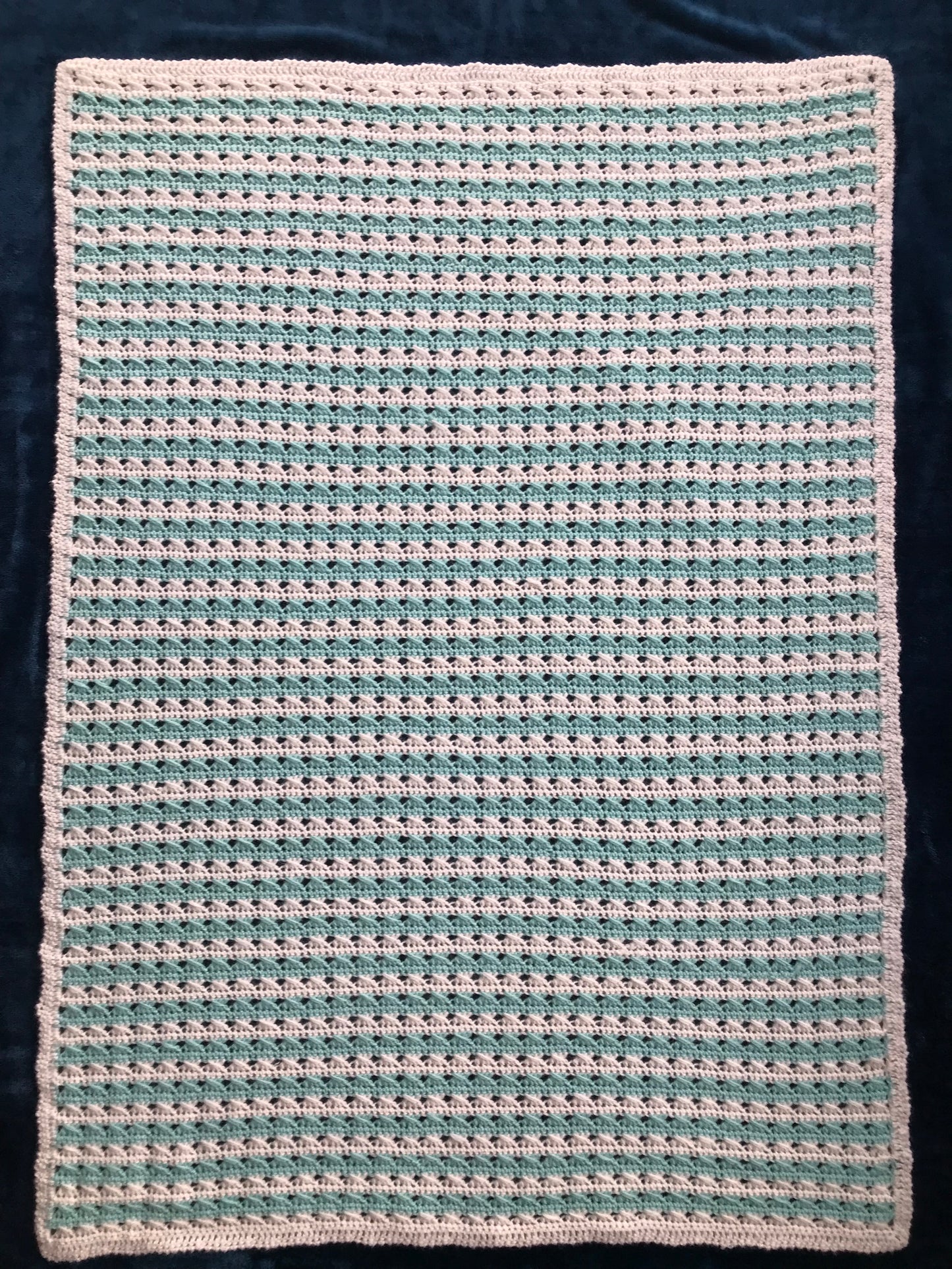 Teal/White Striped Baby Blanket