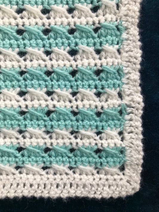 Teal/White Striped Baby Blanket