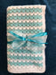 Teal/White Striped Baby Blanket