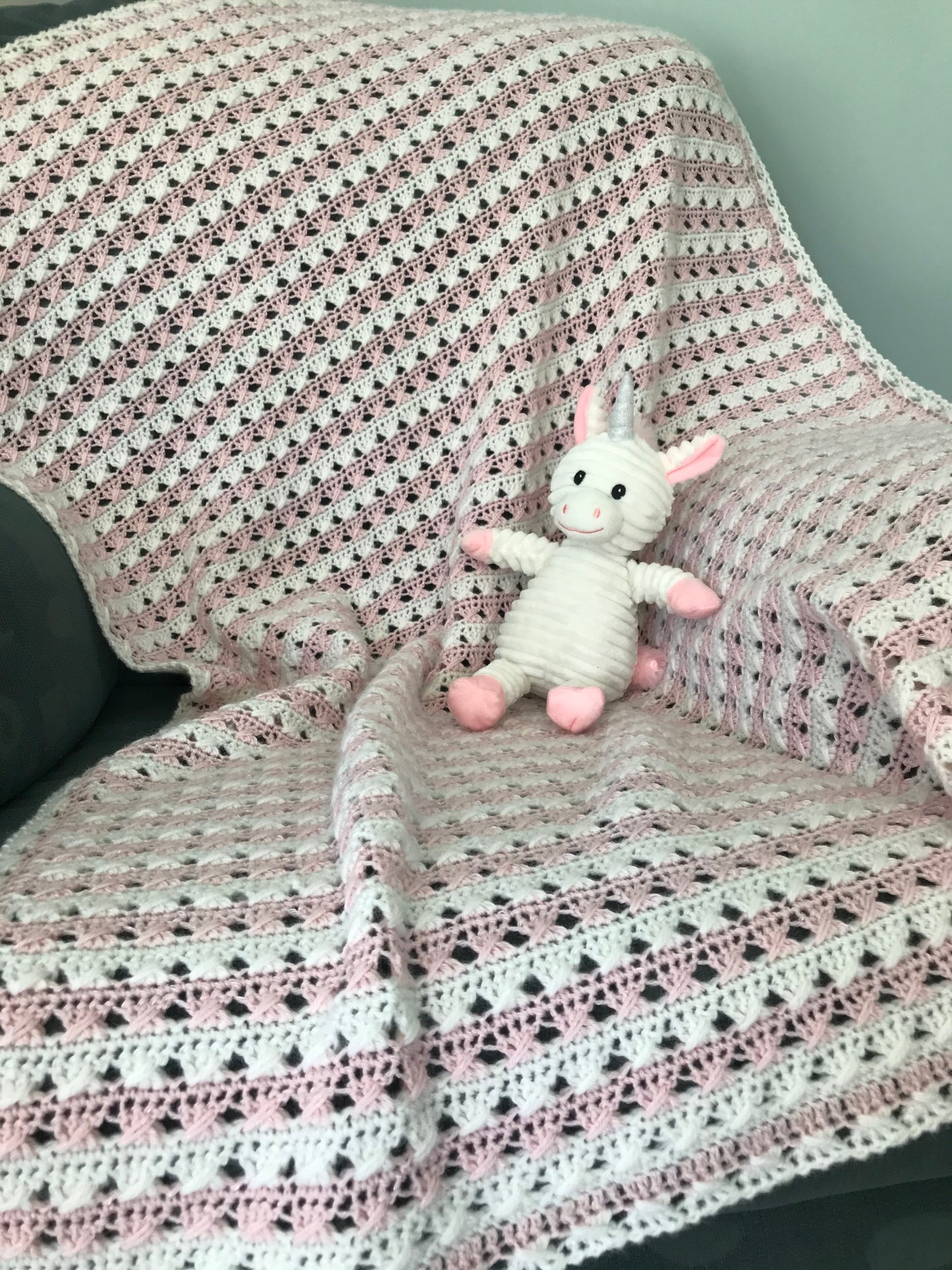 Pink and White Stripe Baby Blanket