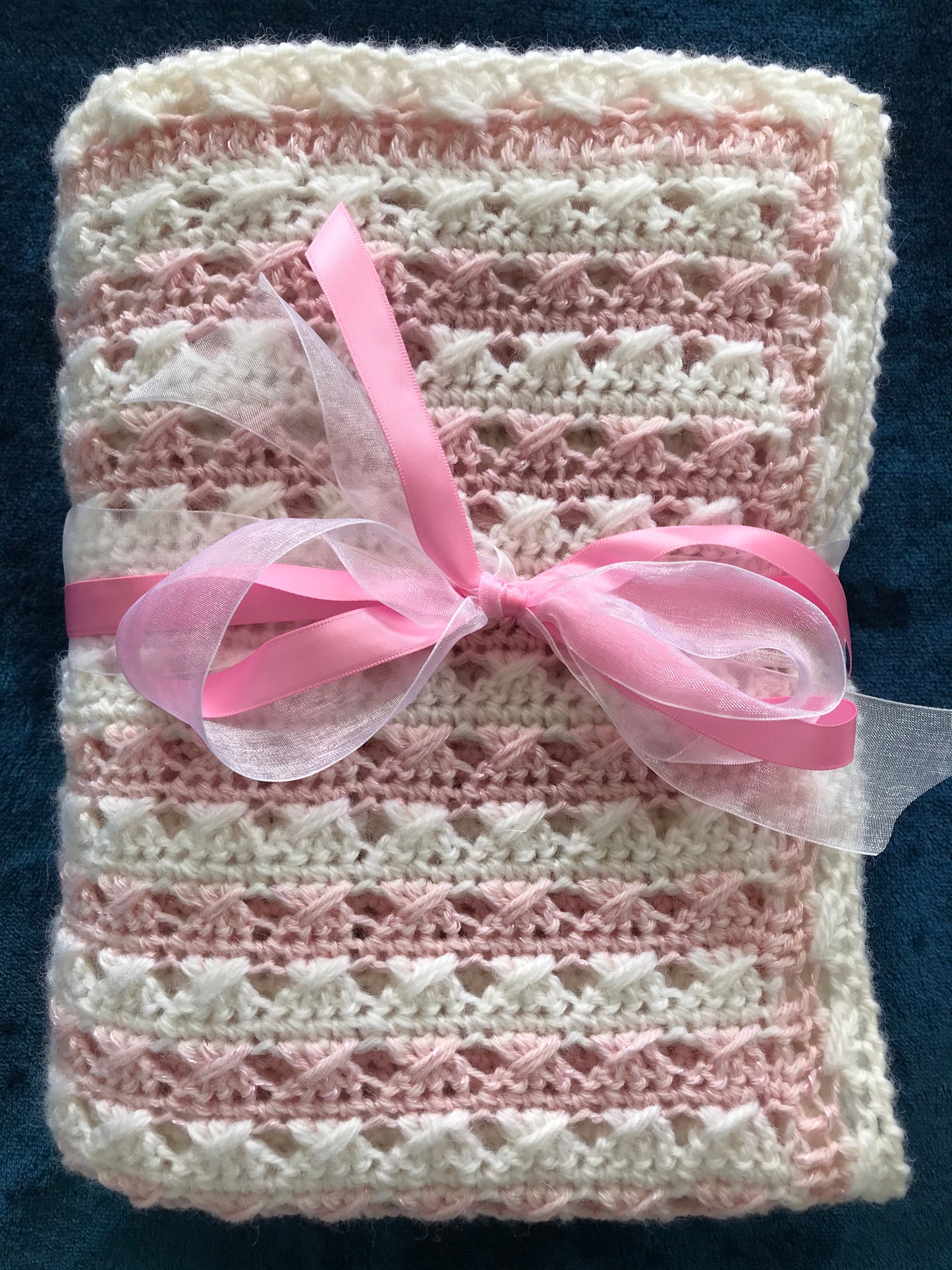 Pink and White Stripe Baby Blanket