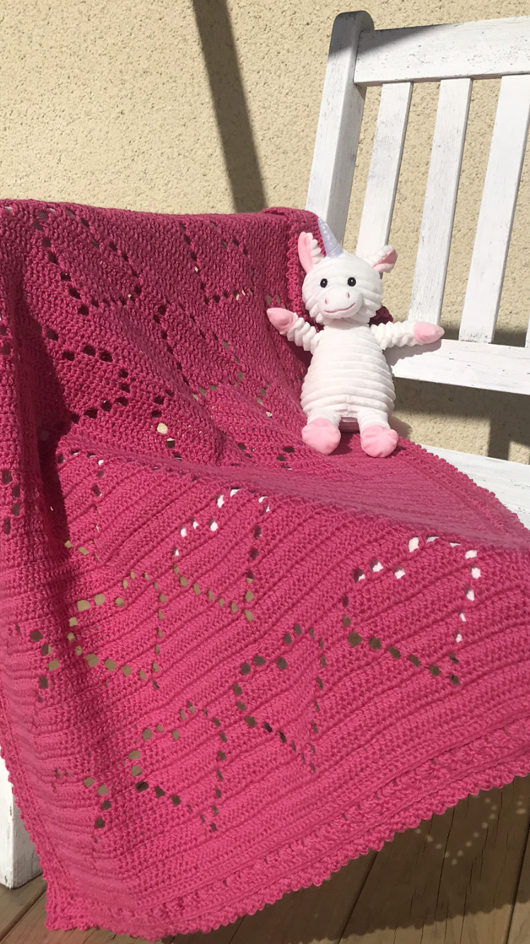 Pink Hearts Baby Blanket