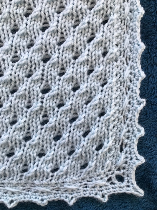 Baby Blue Eyelet Blanket