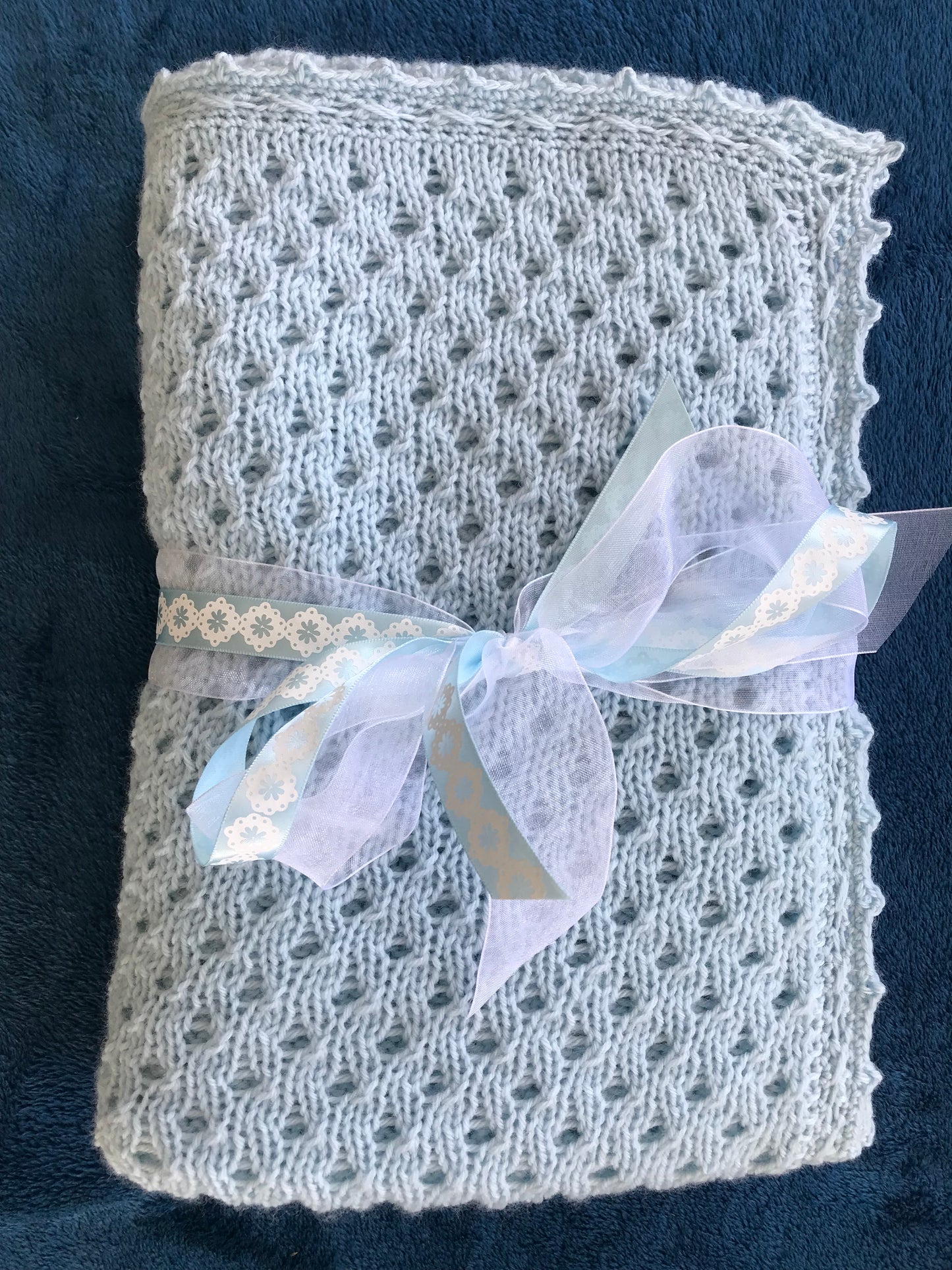 Baby Blue Eyelet Blanket