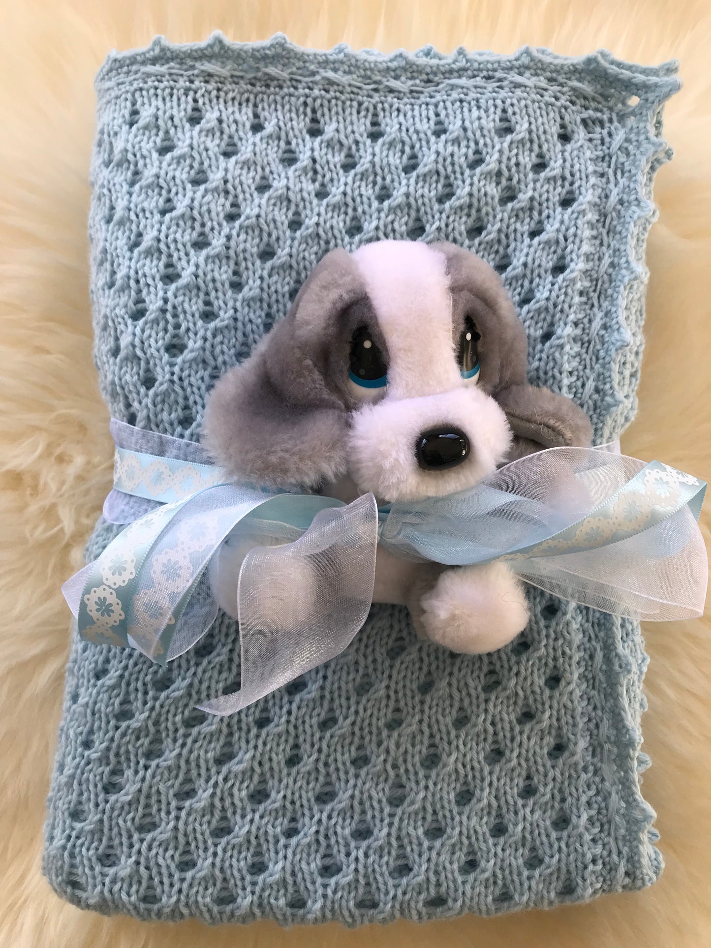 Baby Blue Eyelet Blanket