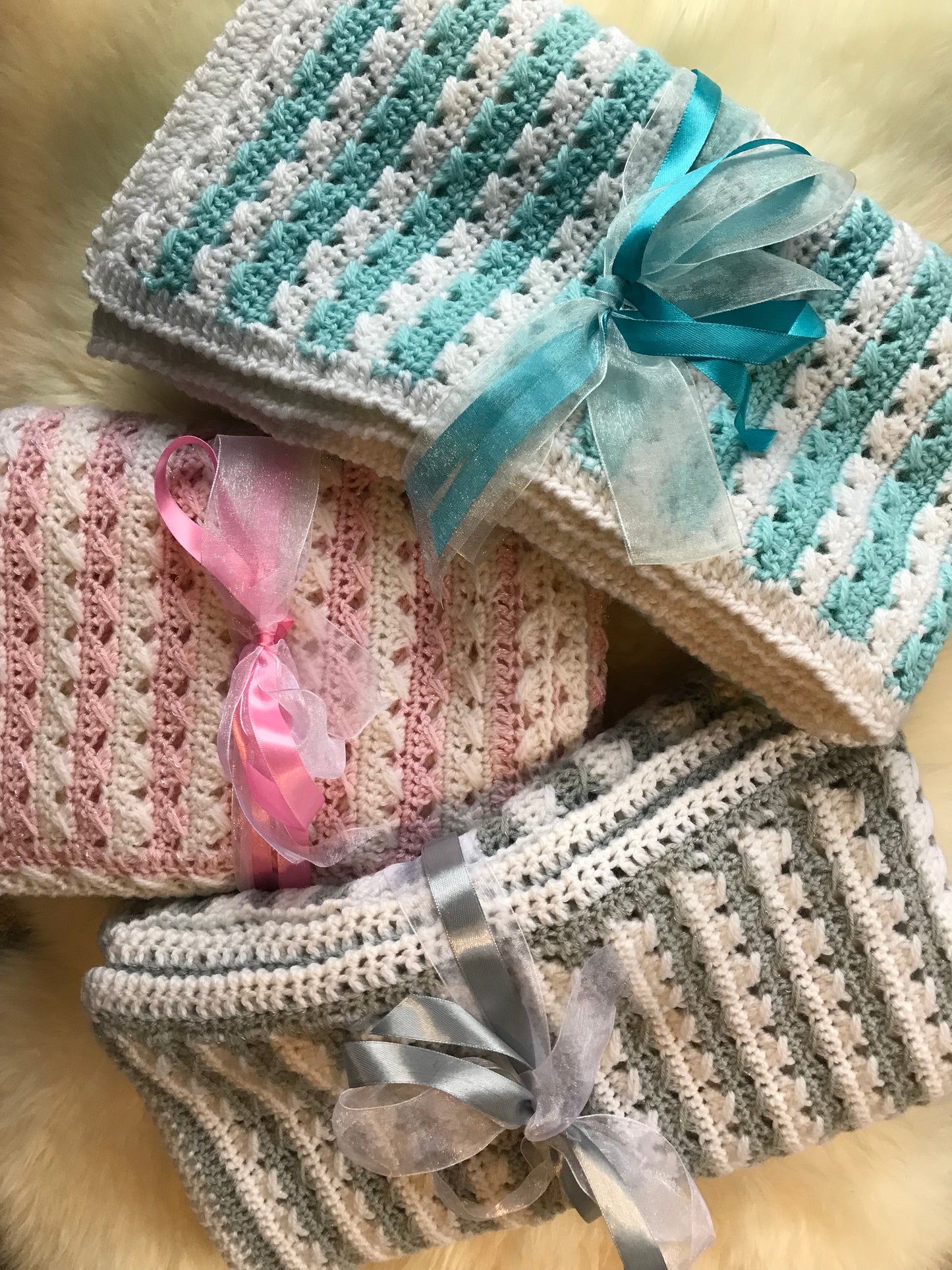 Pink and White Stripe Baby Blanket