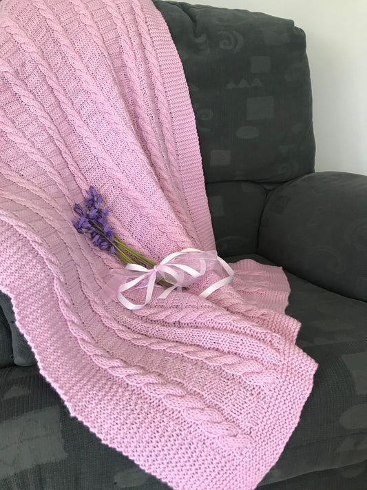 Pink Cable Baby Blanket