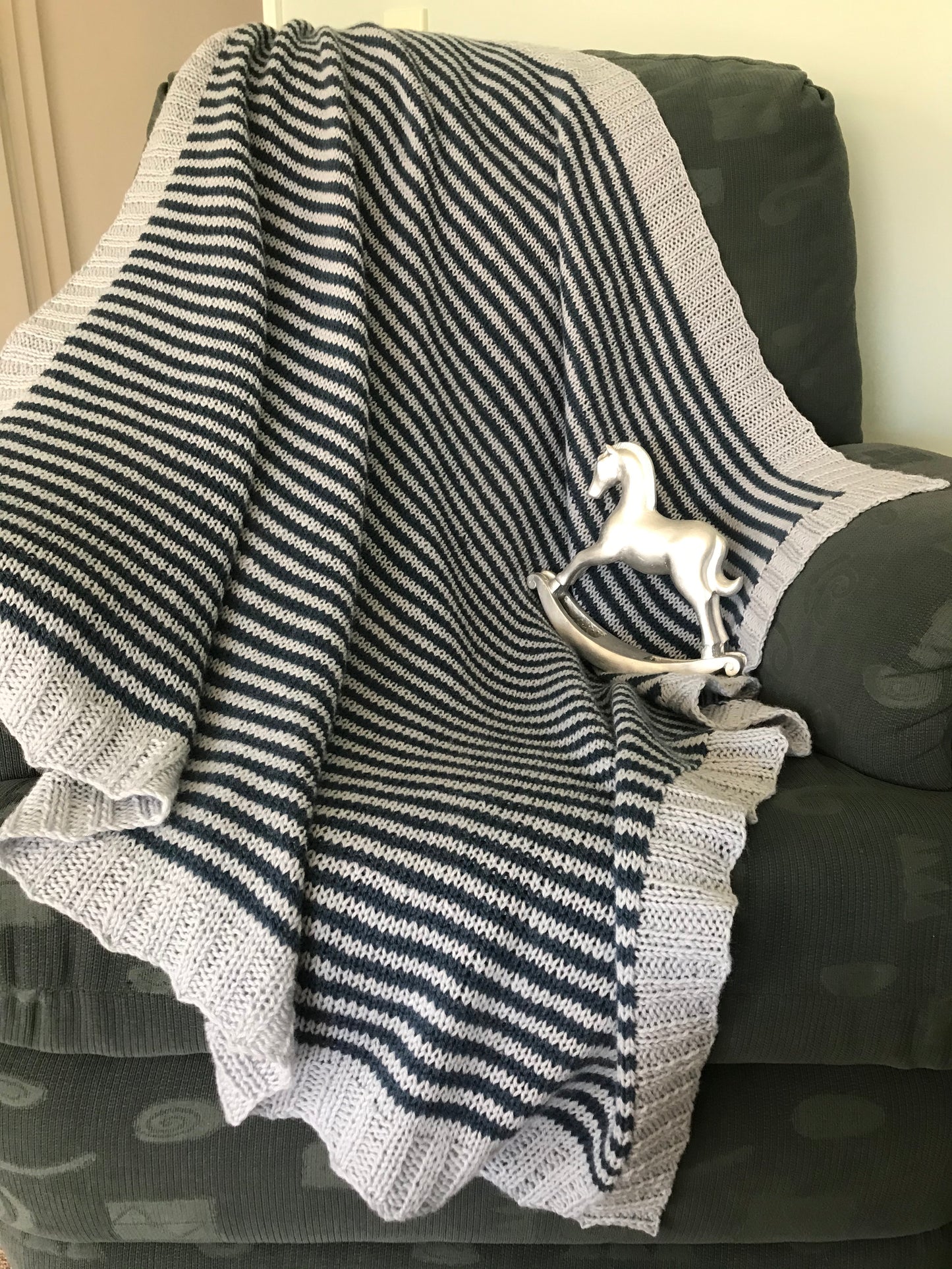 Pewter Striped Baby Blanket