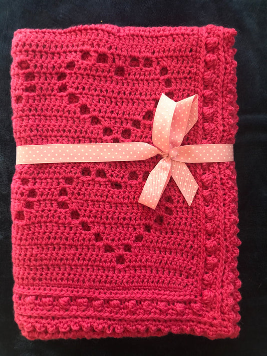 Pink Hearts Baby Blanket